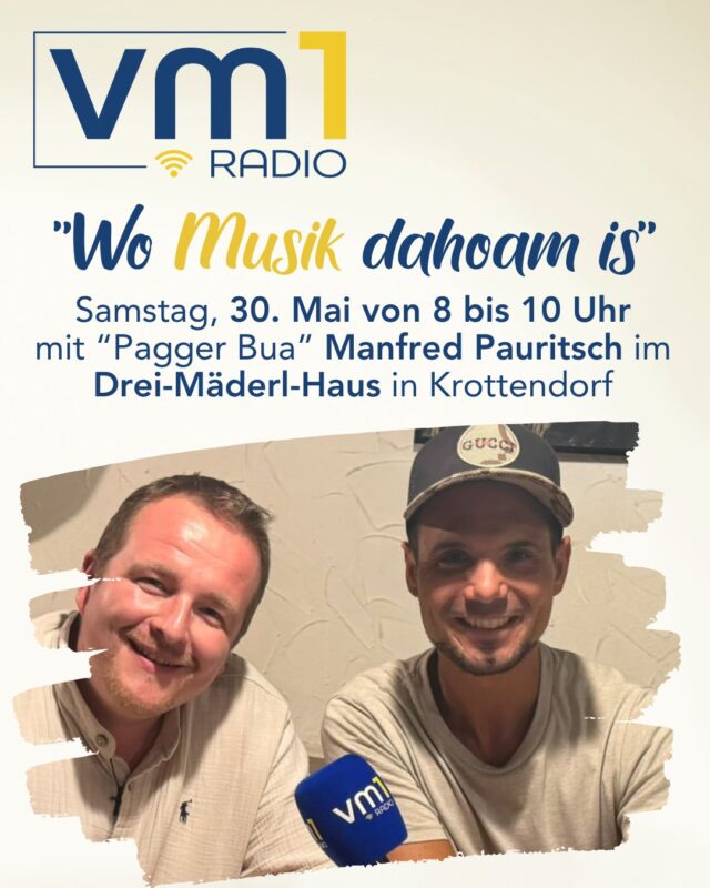 Ein Frühstück unter Freunden - das gibt es morgen ab 8 Uhr bei "Wo Musik dahoam is" aus dem Drei-Mäderl-Haus in Krottendorf zu hören. 😀 Daniel Düsenflitz Müller trifft auf seinen Kindheitsfreund Manfred Pauritsch von "Die Pagger Buam", der als Musiker heute ein Idol vieler junger Musikanten ist! 👏 Seid dabei und lasst euch mit ganz viel Musik und guten Gesprächen durch den Samstag-Morgen begleiten!

@paggerbuam @danielduesenflitz_official @pauman1212 @steirisches_wirtshaus