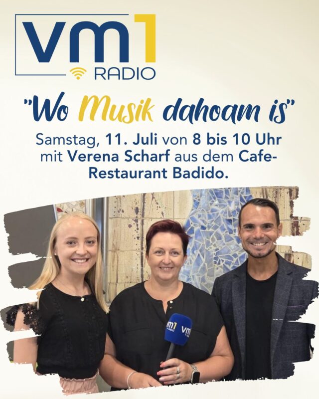 Morgen Samstag frühstückt Daniel Düsenflitz Müller mit Verena von den Geschwistern Scharf aus Kärnten. ➡ 2 Stunden lang sind sie für euch aus dem Cafe-Restaurant Badido in Bad St. Leonhard auf Sendung und eines steht fest: die Volksmusik wird nicht zu kurz kommen! 👏 Seid dabei, ab 8 Uhr bei uns auf Radio VM1.

@danielduesenflitz_official @geschwisterscharf @badido_caferestaurant @scharfverena