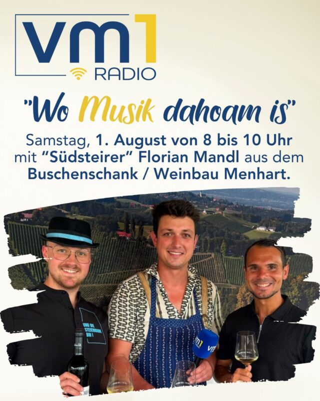 Morgen Samstag treffen sich zwei gute Freunde zum Frühstück: Daniel Düsenflitz Müller und Florian Mandl von einer der aktuell angesagtesten Partybands Österreichs - "Die Südsteirer". 😃 In "Wo Musik dahoam is" erwarten uns persönliche Einblicke, unterhaltsame Gespräche und ganz viel Musik. ➡ Ab 8 Uhr aus der Buschenschank / Weinbau Menhart in Leibnitz, seid dabei! 👏

@die_suedsteirer @danielduesenflitz_official @weinbau_menhart
