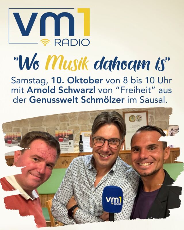 Morgen Samstag wird in der Genusswelt Schmölzer gefrühstückt! 👏 Daniel Müller Düsenflitz begrüßt Arnold Schwarzl von der Gruppe Freiheit. Seit 36 Jahren sind sie mit vollster Leidenschaft auf der Bühne und haben mit ihren Fans die halbe Welt bereist. ➡ Von 8 bis 10 Uhr plaudern Daniel und Arnold über das besondere Musikerleben, wenn es wieder heißt "Wo Musik dahoam is". 🎶

@weingutschmoelzer @danielduesenflitz_official