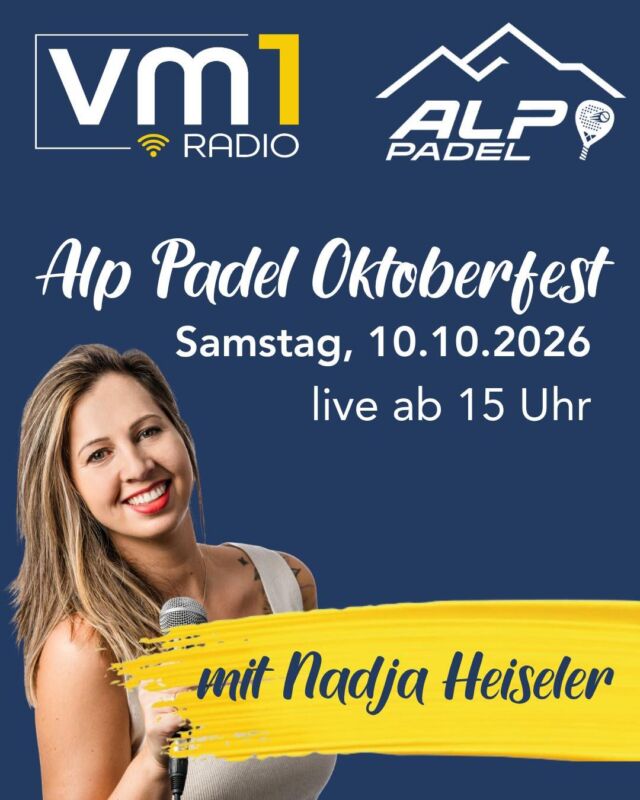 Und weiter geht's mit dem nächsten Event! ➡ Heute Nachmittag sind wir beim Alp Padel Oktoberfest in Mutters in Tirol mit dabei. 👏 Nadja Heiseler nimmt uns ab 15 Uhr live mit zum Padel Platz inklusive Bieranstich! 🎤 Seid dabei und feiert mit!

@nadjaheiseler @alp.padel
