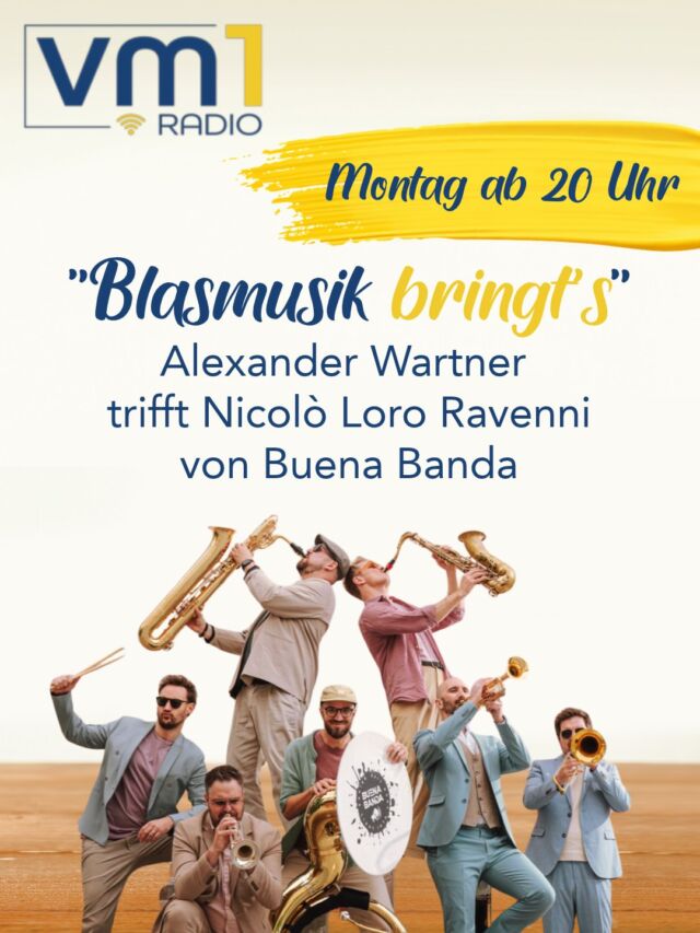 Heute heißt es wieder "Blasmusik bringt‘s" mit Alexander Wartner und Nicolò Loro Ravenni von Buena Banda. 👏🎺 Die beiden sprechen über das neue Album, geplante Projekte und viel Spannendes aus dem Musiker-Leben! ➡ Um 20 Uhr geht's los bei uns auf Radio VM1. 🎶

@buenabandaofficial @wartner.alex @nicololororavenni